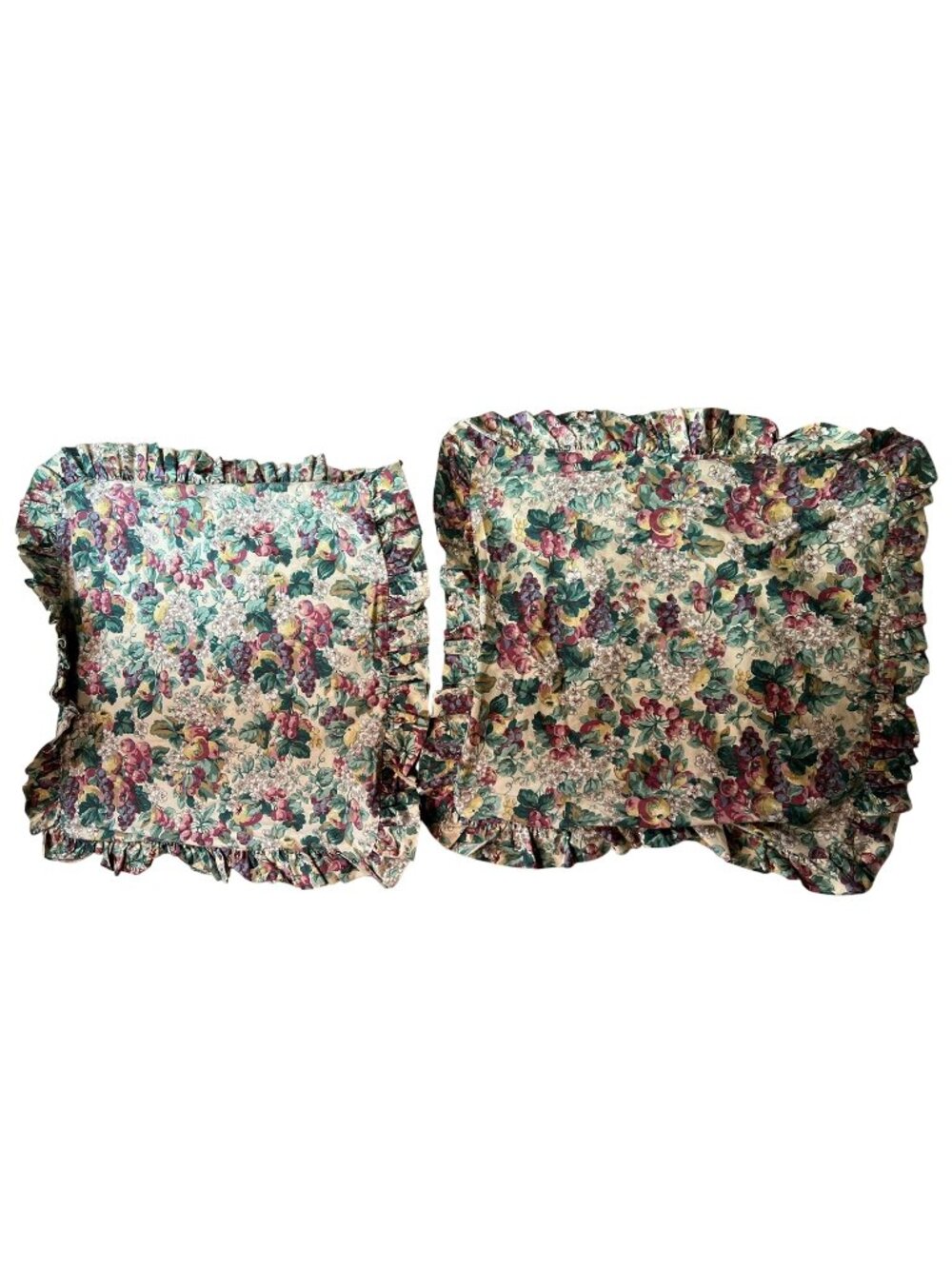 Lot Of 2 Laura Ashley Floral Ruffled Pillow Shams Multicolor Bohemian Rustic